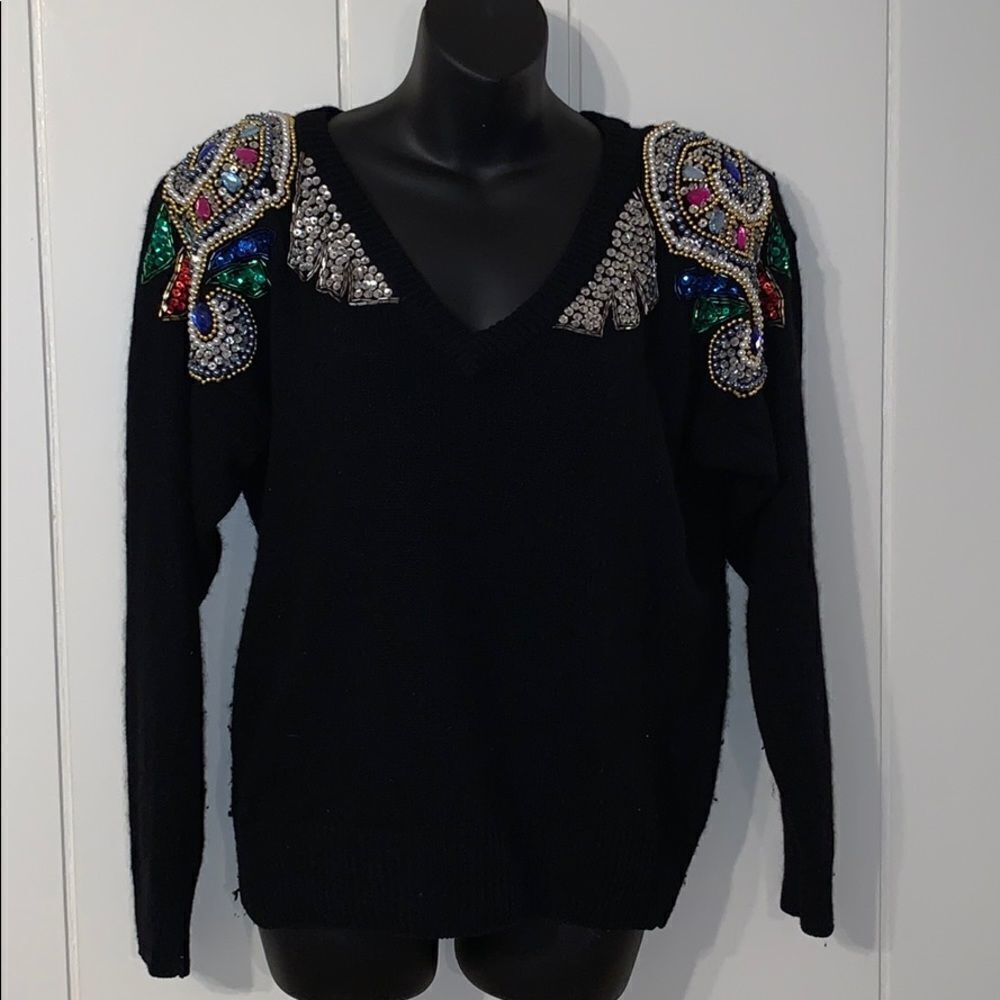 🎉Vtg 80s/90s Joule sweater/beaded & sequined 🎊